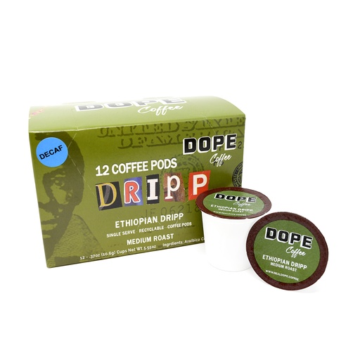 (Pods) Decaffeinated Ethiopian Dripp Coffee Pods Single-Serve Keurig Compatible (Case 6)